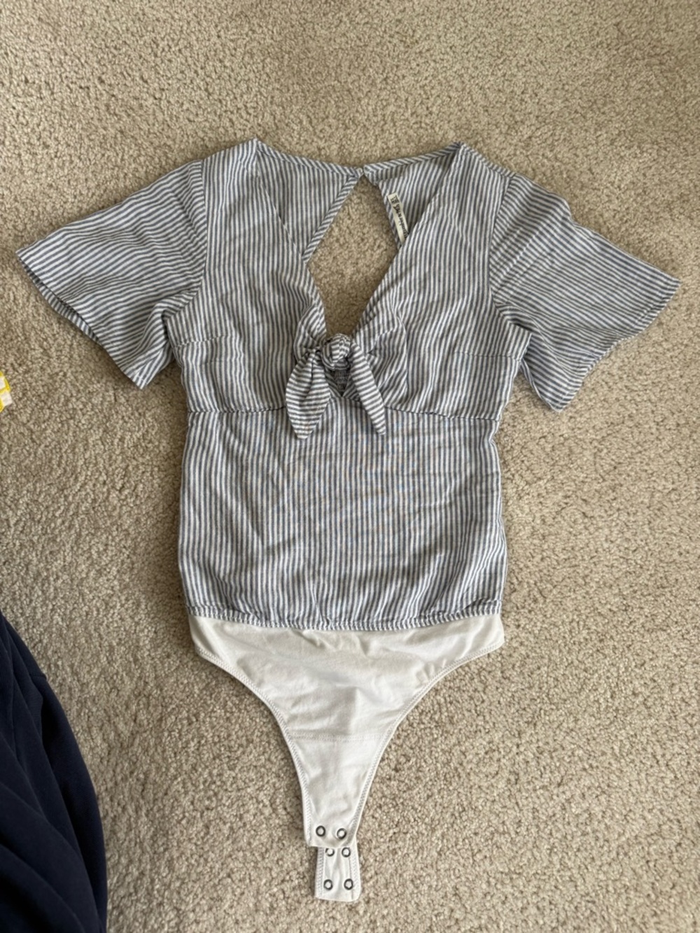 Abercrombie & Fitch Blue and White Striped Tie Detail Top